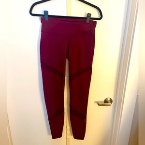 Burgundy moto active leggings